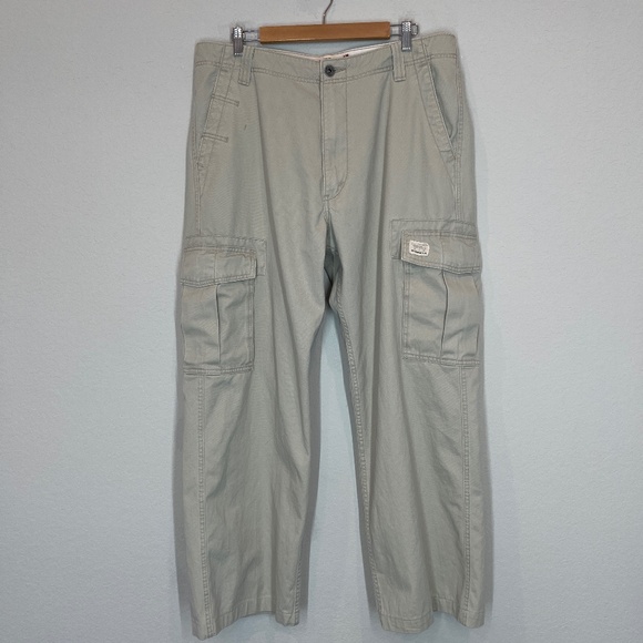 Levi's Cargo Pants Men's 36x34 Tan Loose Straight Fit Baggy Skater Y2K Cotton - Picture 1 of 16